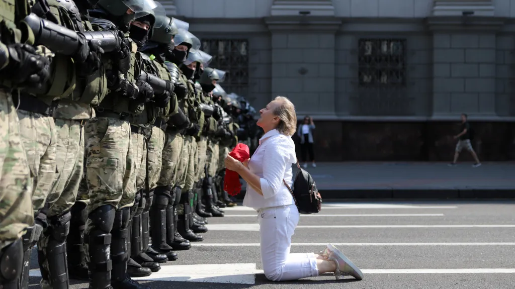 Z demonstrace v Minsku