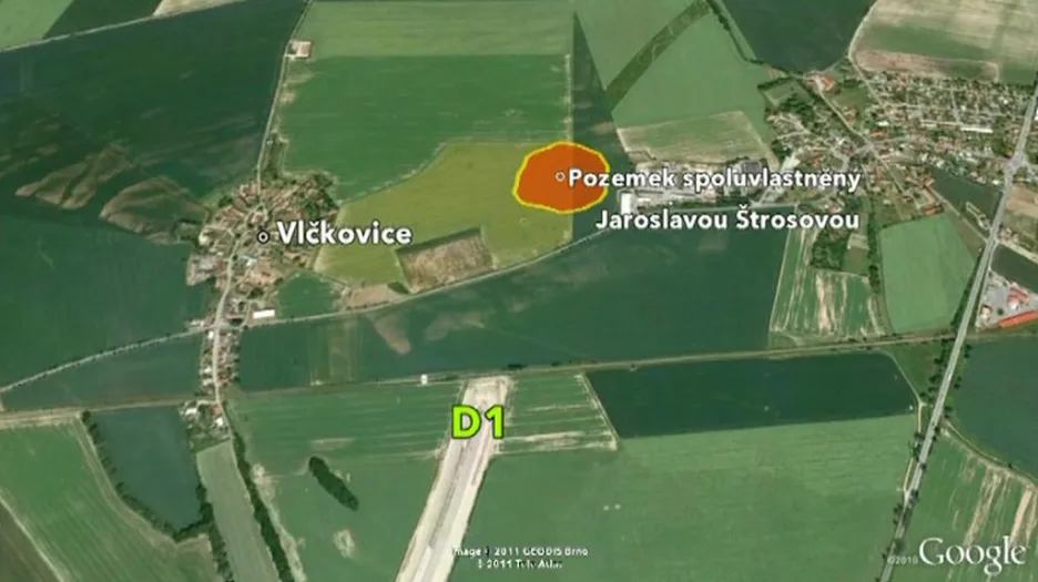 Pozemek spoluvlastněný Jaroslavou Štrosovou
