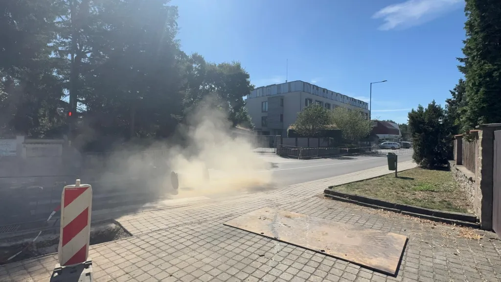 Únik plynu v Průhonicích u Prahy