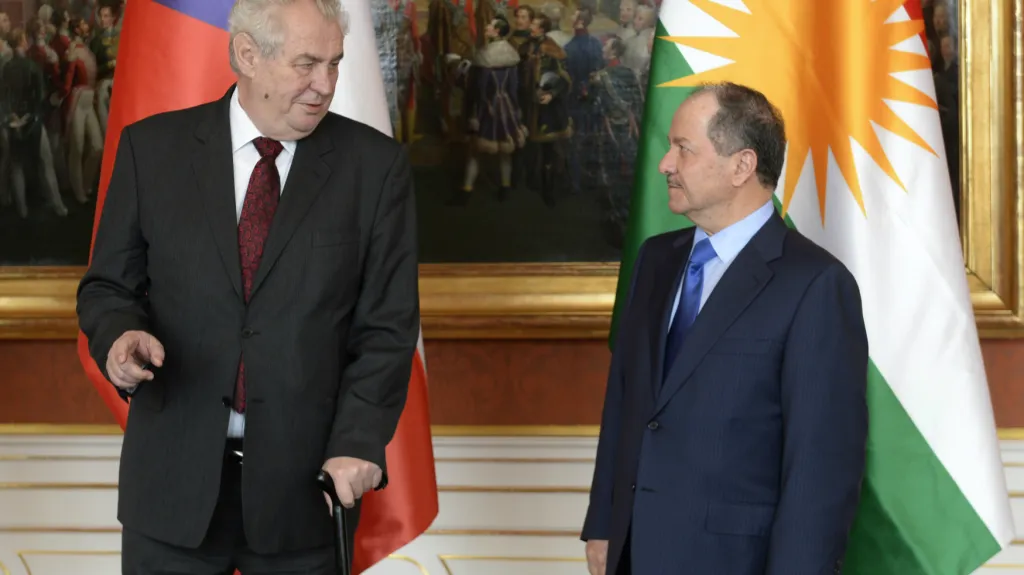 Miloš Zeman s prezidentem Kurdistánu Masúdem Barzáním