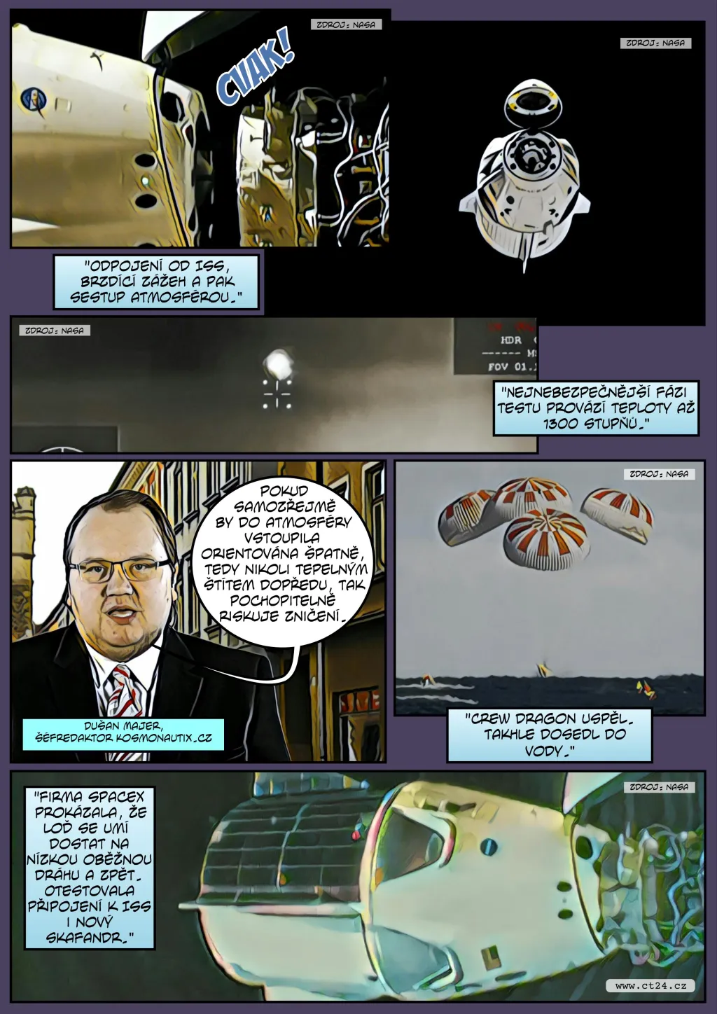 Komiks: Kosmická loď Crew Dragon zpátky na Zemi