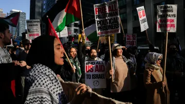 Shromáždění na podporu Palestiny v New Yorku, snímek z října 2024