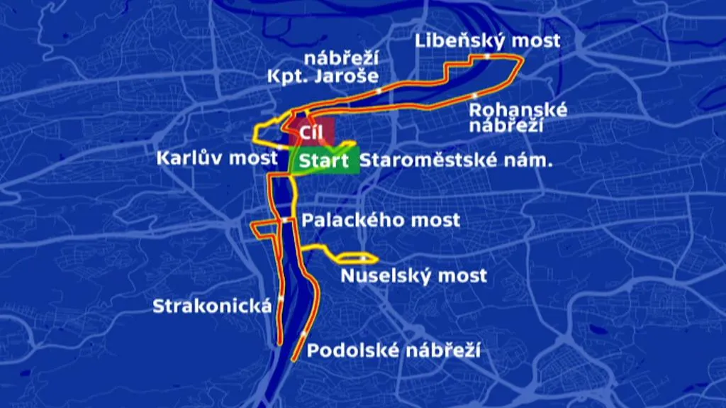 Trasa 21. ročníku Mezinárodního pražského maratonu