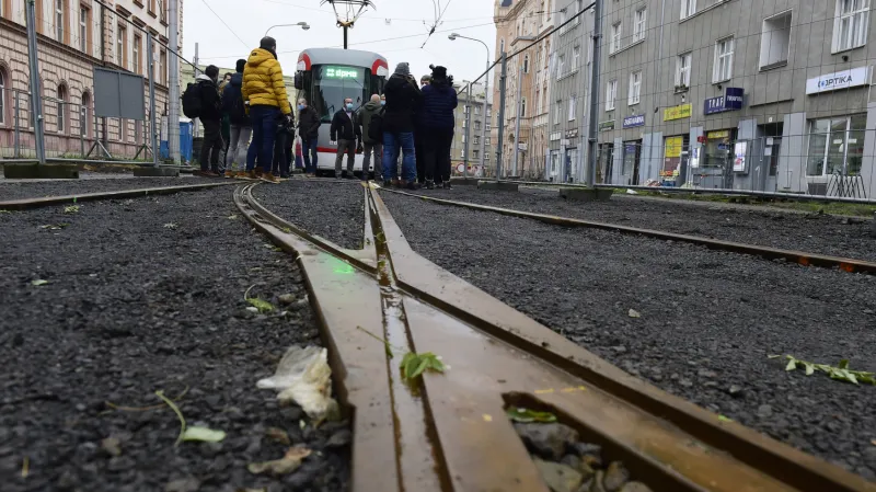 Výhybková úvrať v Masarykově ulici