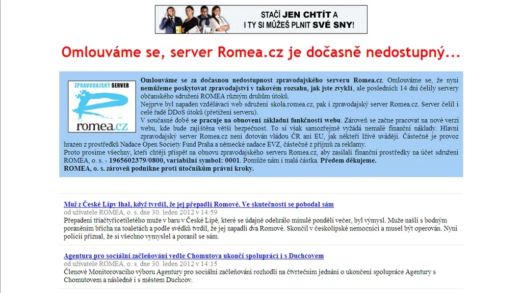 Server Romea byl napaaden hackery
