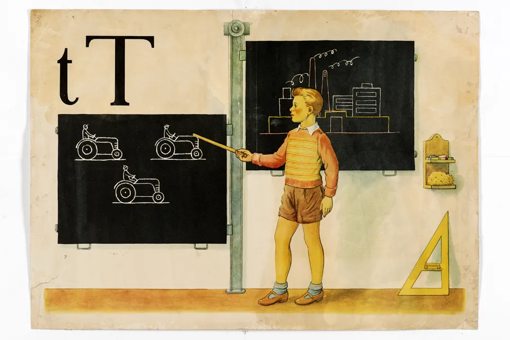 Školní obraz - Živá abeceda - T,  50. léta 20. století