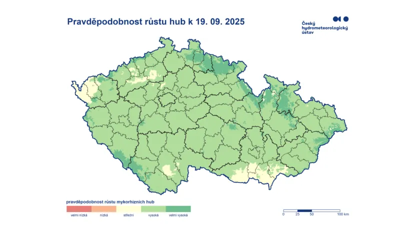 Pravděpodobnost růstu hub k 19. 9. 2025