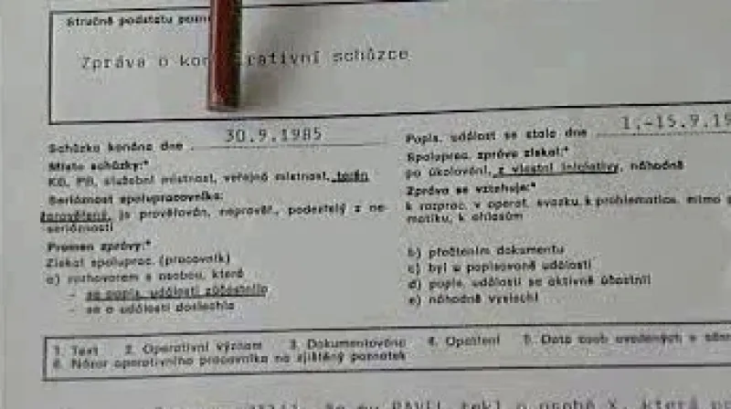 Záznamový formulář o konspirativní schůzce