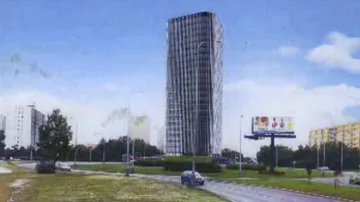 Zamýšlený projekt mrakodrapu na Litochlebském náměstí