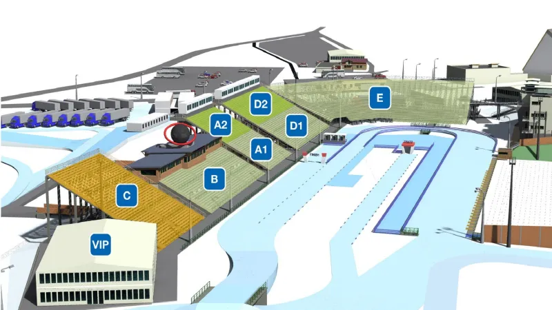 Plán jednotlivých sekcí na tribunách