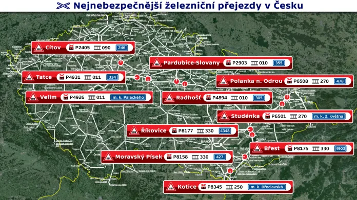 Nejnebezpečnější železniční přejezdy v ČR