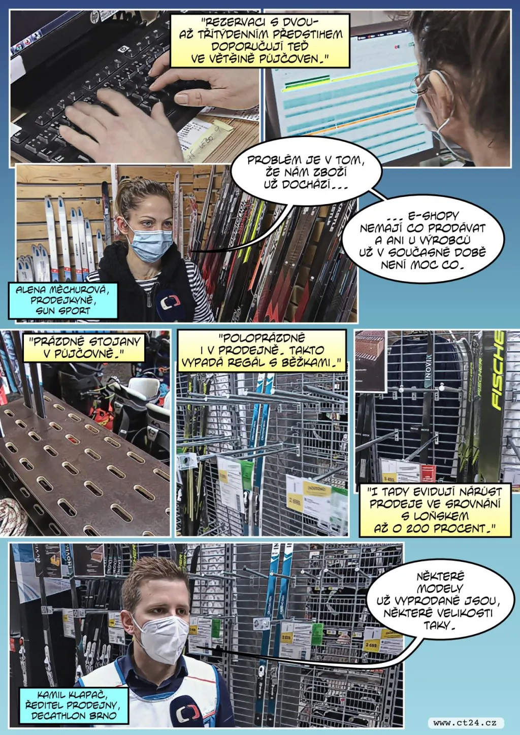 Zimní sporty v době koronaviru. V půjčovnách vedou hlavně běžky a boby
