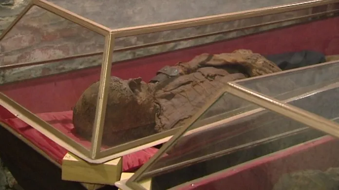 Mumifikované tělo v klatovských katakombách