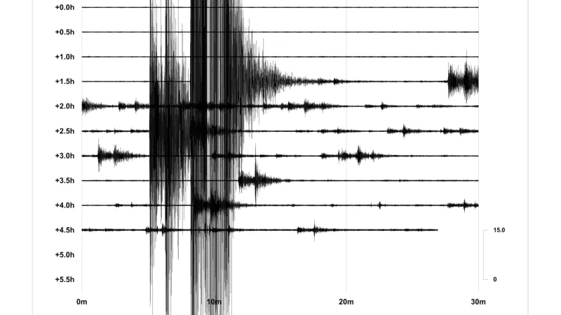 Seismografický snímek z české stanice Doub