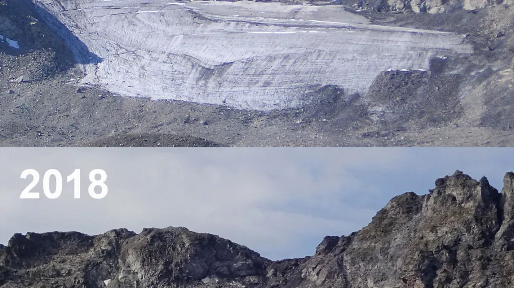 Pizolský ledovec se v létě 2018 rozpadl