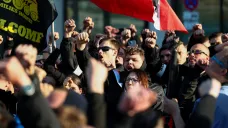 Demonstrace pravice v berlínské čtvrti Friedrichshain