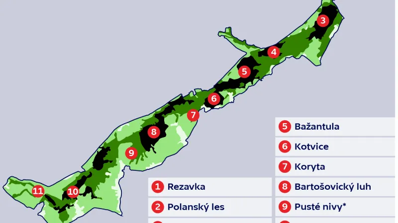 CHKO Poodří: národní přírodní rezervace  – vybrané turistické cíle a výlety