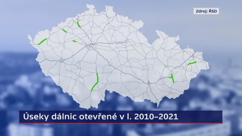 Úseky dálnic otevřené v letech 2010 až 2021