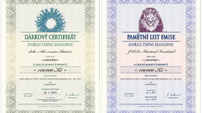 Dárkové a pamětní certifikáty
