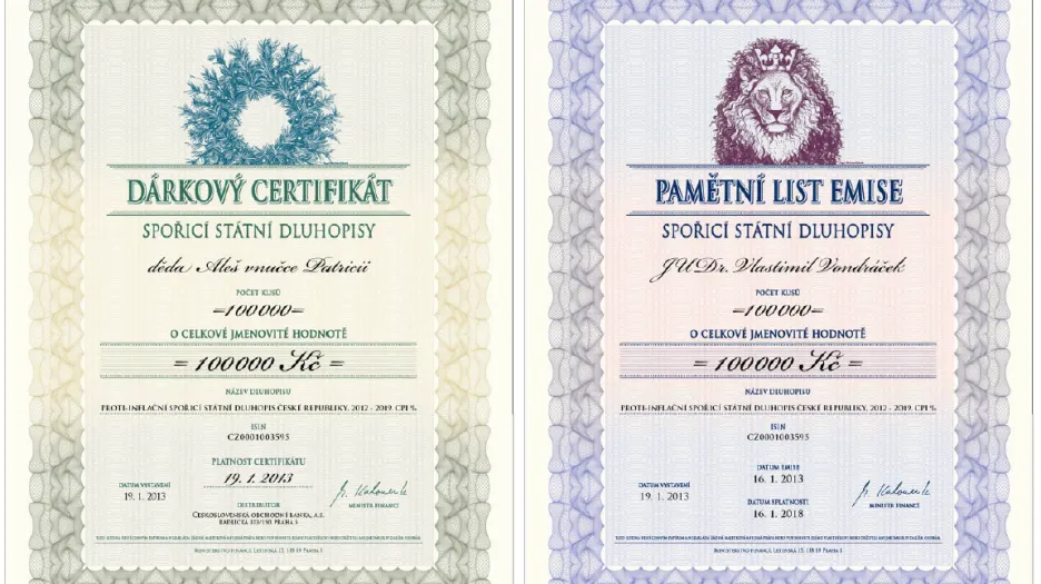 Dárkové a pamětní certifikáty