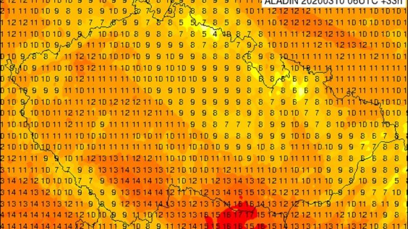 Předpověď teplot na středu