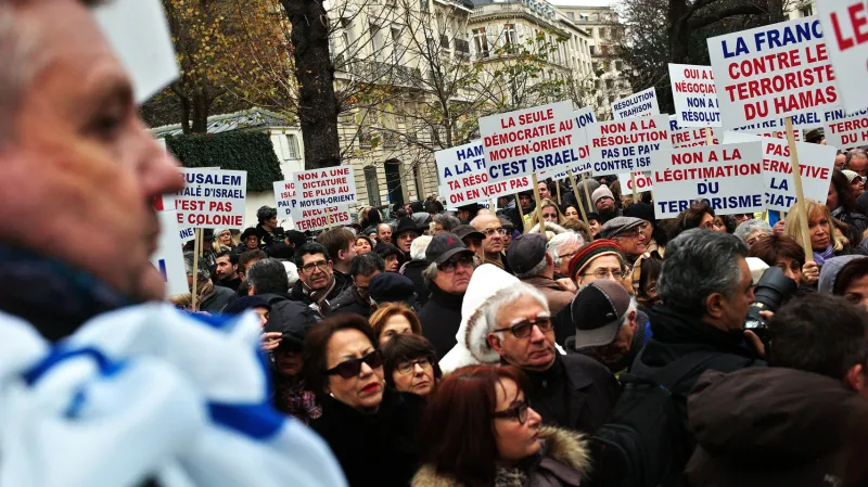 Demonstrace francouzských Židů proti uznání Palestiny