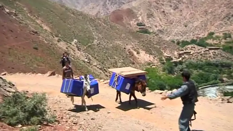 Volební urny v Afghánistánu transportují do odlehlých míst oslíci