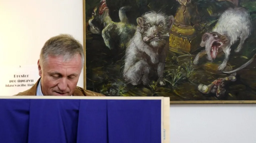 Mirek Topolánek za volební plentou