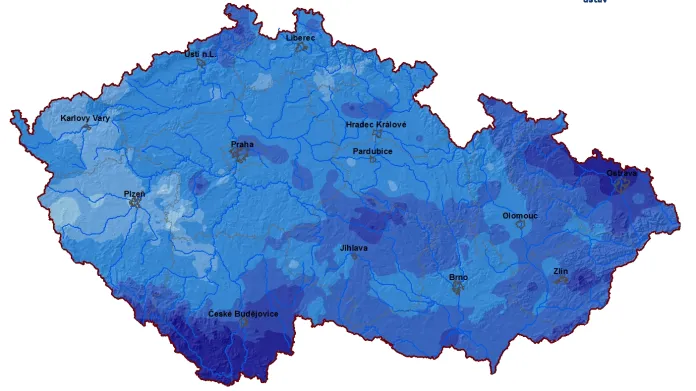 Srážky na území Česka za týden od 13. do 19. 7. 2020