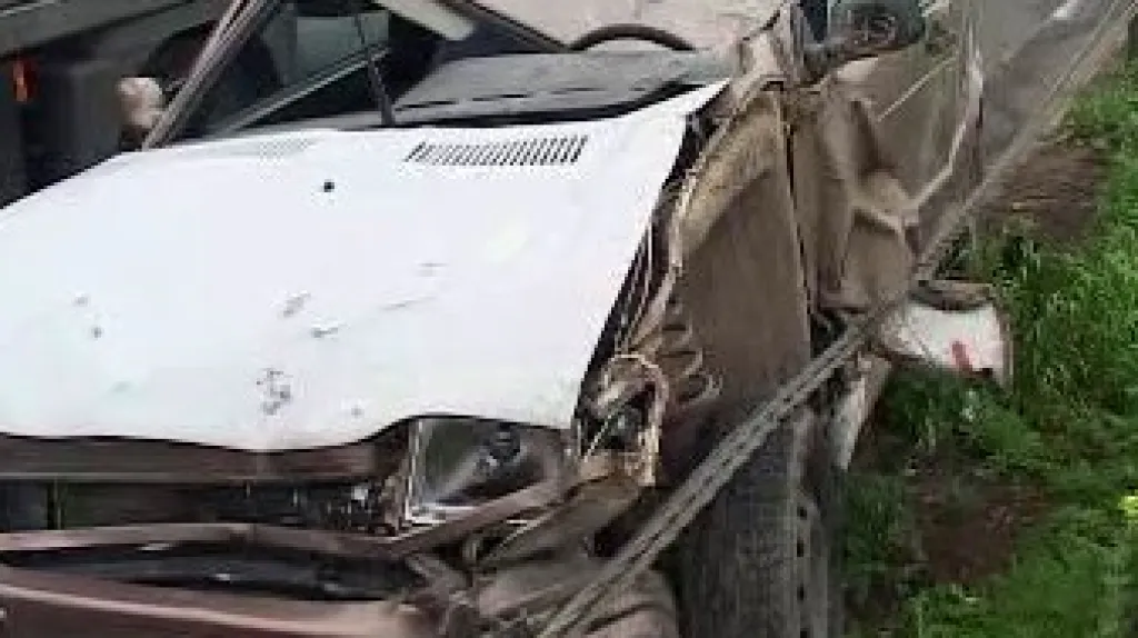 Auto po střetu s koněm