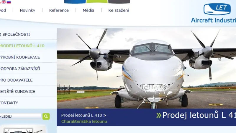 Internetové stránky Aircraft Industries