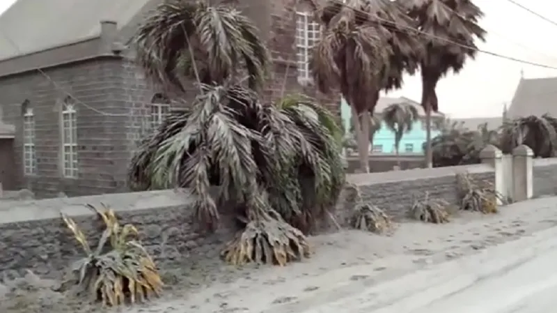 Sopečný popel ve městě Georgetown