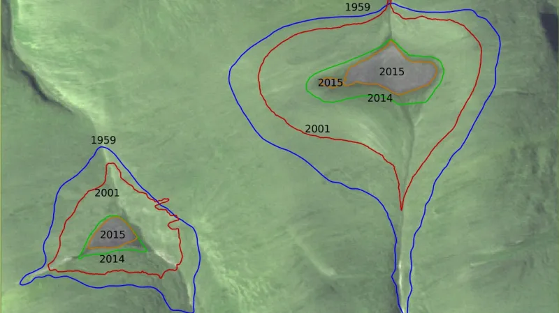 Ledové čepice v Kanadě - vývoj