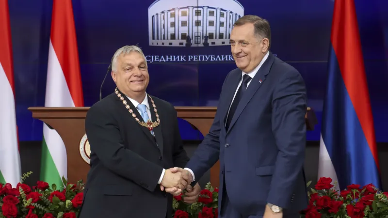Maďarský premiér Viktor Orbán vyznamenán Miloradem Dodikem řádem Republiky srbské, 5. 4. 2024