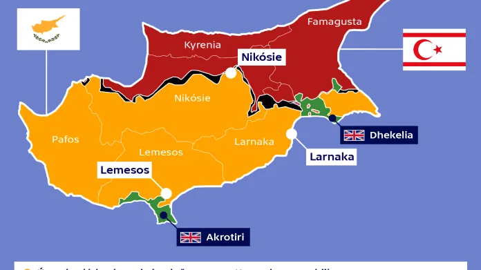 Mapa rozdělení Kypru