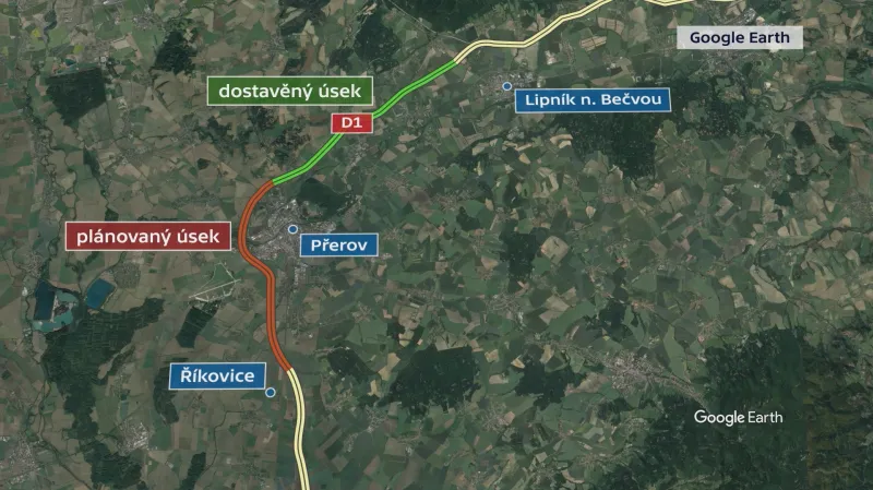 Dálnice D1 okolo Přerova