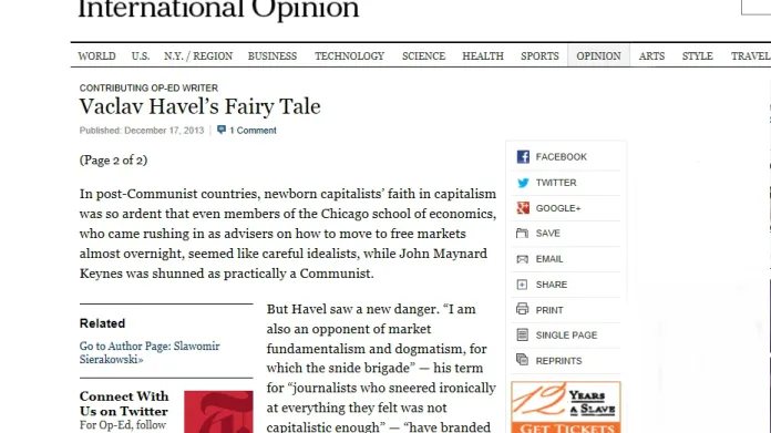 New York Times o osobnosti Václava Havla