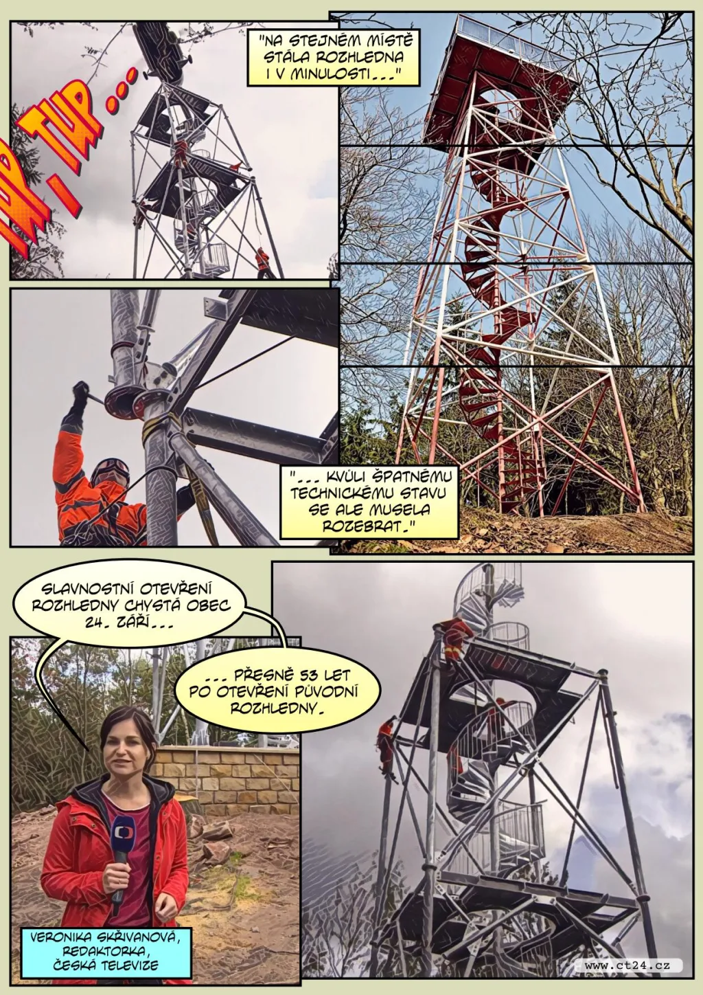 Stavba rozhledny Žaltman vrtulníkem