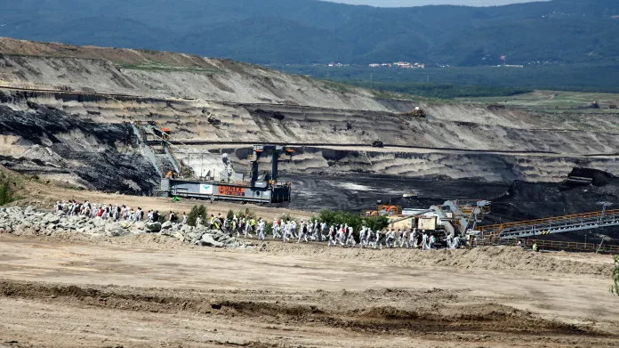 Protest proti těžebním limitům na Mostecku