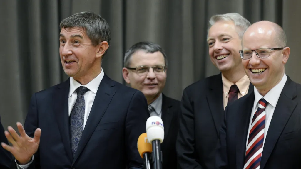 Andrej Babiš, Lubomír Zaorálek, Milan Chovanec a Bohuslav Sobotka