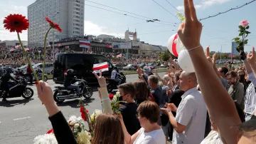 Sobotní demonstrace a pieta v Minsku