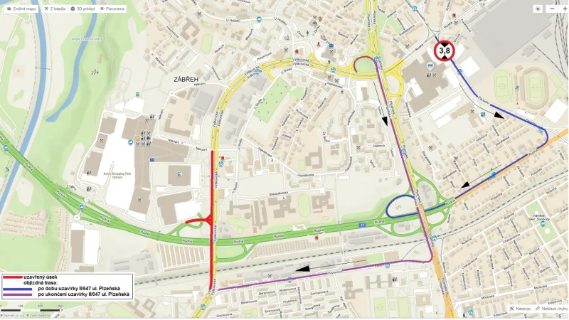 Výškovické mosty – uzavírky a objížďky