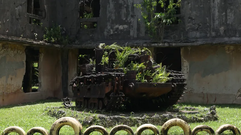 Japonský tank z dob druhé světové války na souostroví Palau