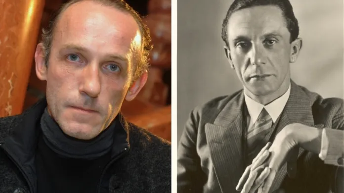 Vlevo: herec Karel Markovics; vpravo: říšský ministr propagandy Joseph Goebbels