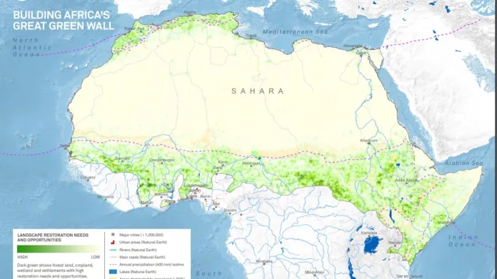 Mapa Velké africké zelené zdi