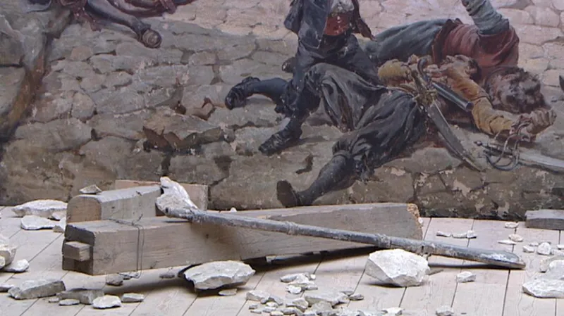 Plastické části dioramatu před obrazem