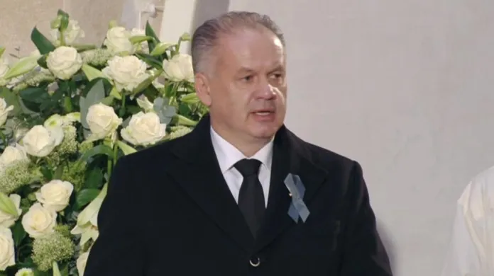 Andrej Kiska na pohřbu Michala Kováče