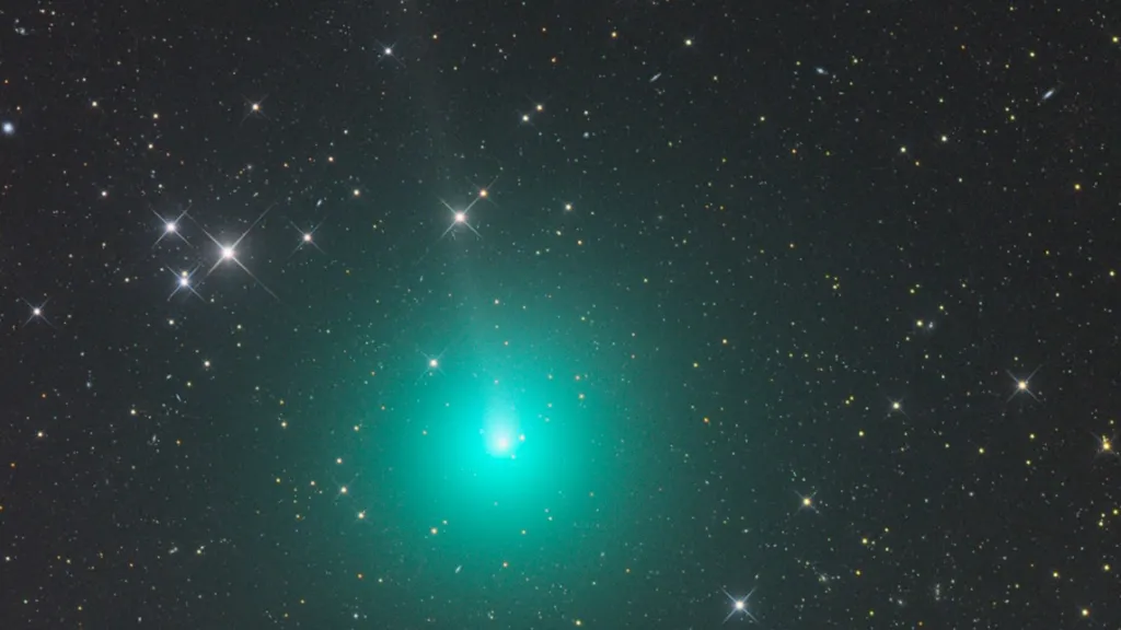 Kometa 46P Wirtanen zachycená 9. listopadu 2018 z namibské astrofarmy Tivoli