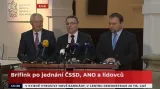 Brífink po jednání zástupců ČSSD, ANO a KDU-ČSL o programu budoucí koalice