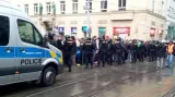 Zásah policistů proti demonstrantům v Brně (zdroj: Jakub Frajt)